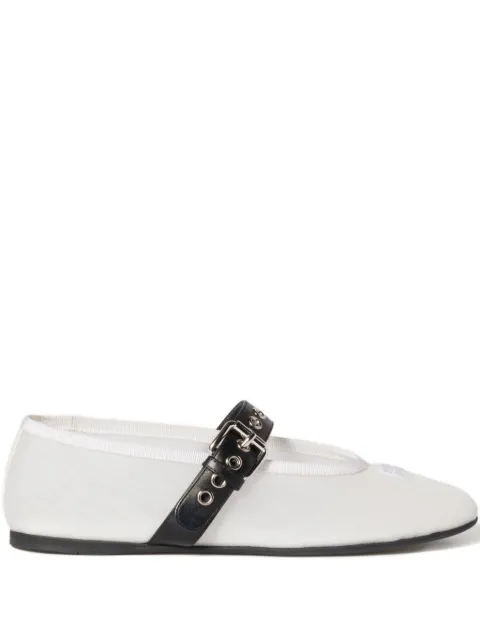 Miu Miu mesh logo-embroidered ballet flats White 5F373EF005099