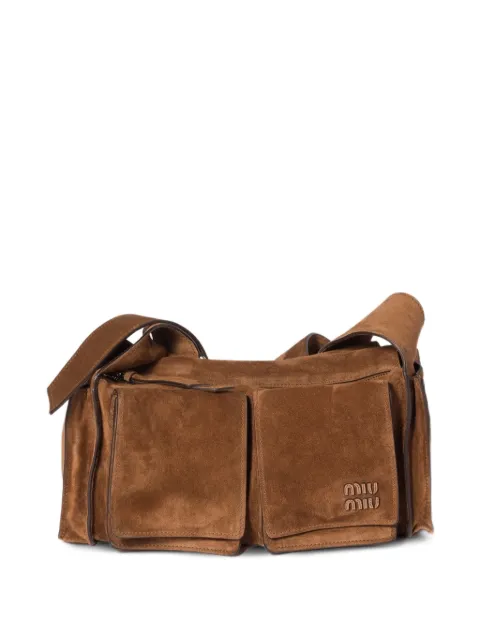 Miu Miu Utilitaire suede shoulder bag Brown 5BC205VPOO2CSS