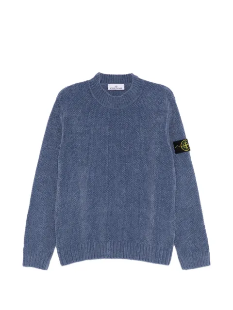 Stone Island 5100005 moss stitch cotton chenille jumper Blue L1S155100005S00N8