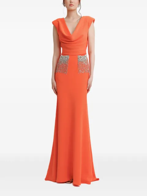 Gemy Maalouf cowl-neckline dress Orange GMW257395LD