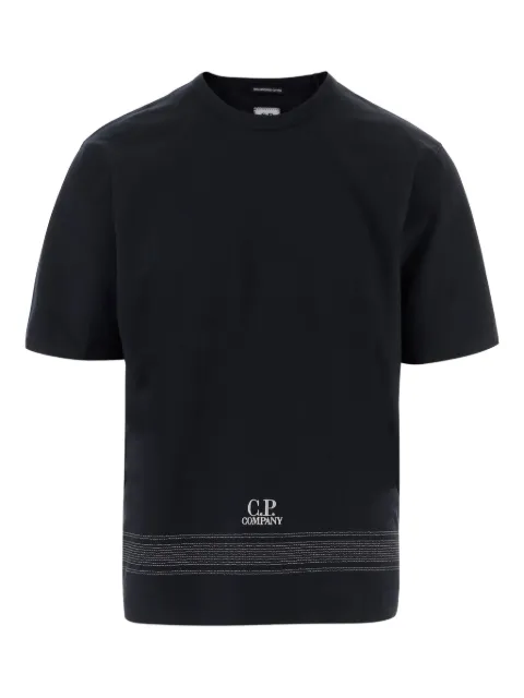 C.P. Company Mercerized jersey 30/2 twisted short sleeve embroidery T-shirt Black 20CMTS122A110580W888
