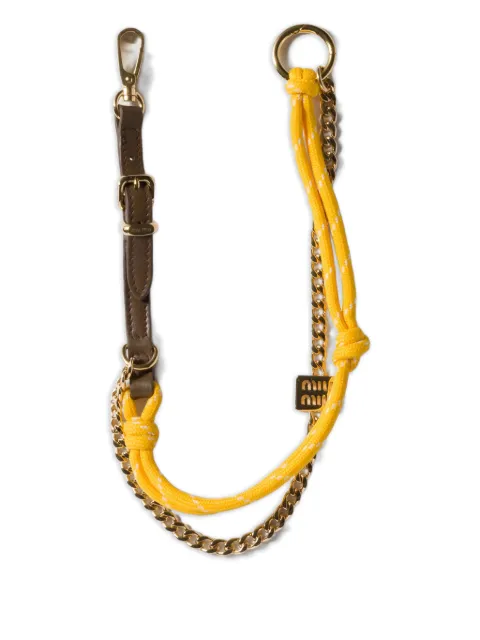 Miu Miu leather, cord and metal trick keyring Yellow 5TL510ACRT