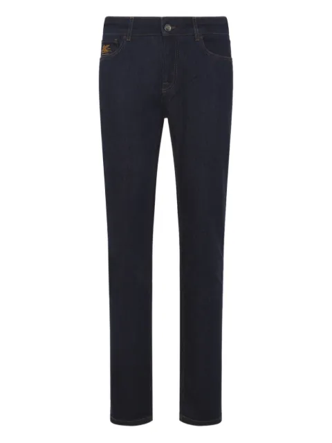 ETRO logo-embroidery five-pockets jeans Blue MRNB0004AD333