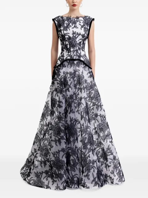 Gemy Maalouf structured embroidered-lace dress White GMPF257572LD