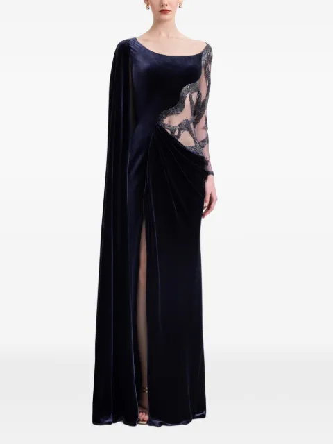 Gemy Maalouf bead-embellished velvet dress Blue GMPF257548LD