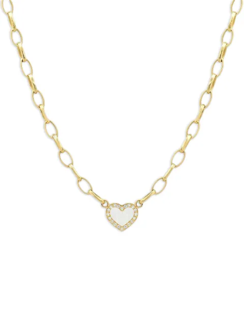 Jennifer Meyer Edith diamond pearl heart necklace Gold JMJYG15SMEDITHDMOPXSHEARTN