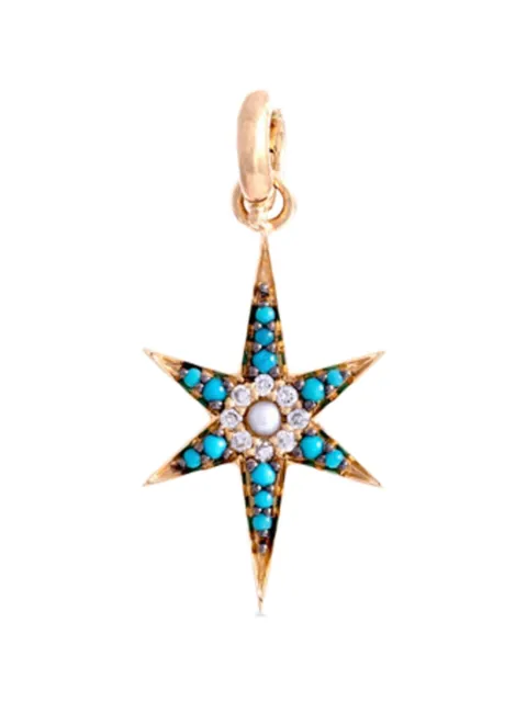 Storrow Jewelry Stella turquoise and pearl charm Gold JK39T