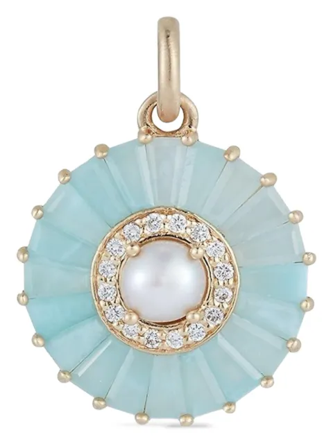 Storrow Jewelry Emily pearl diamond turquoise charm Gold JK24TURQ