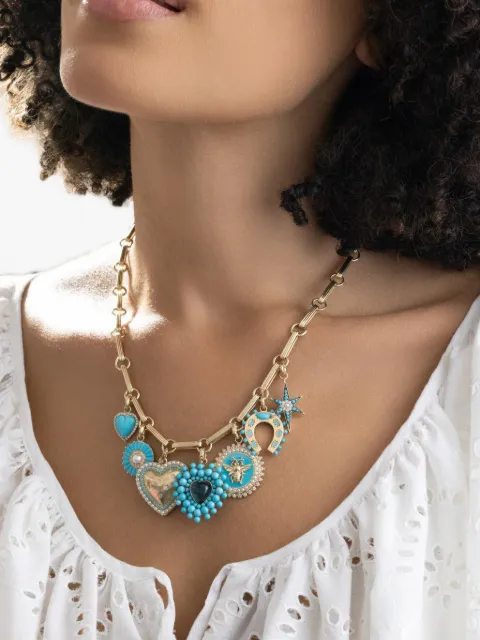 Storrow Jewelry Minnie Bee turquoise pearl and diamond pendant Gold JK3TP