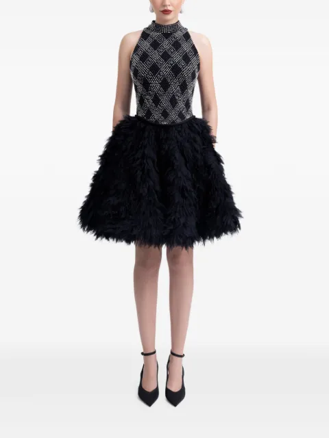Gemy Maalouf beaded high-collar dress Black GMPF257569SD
