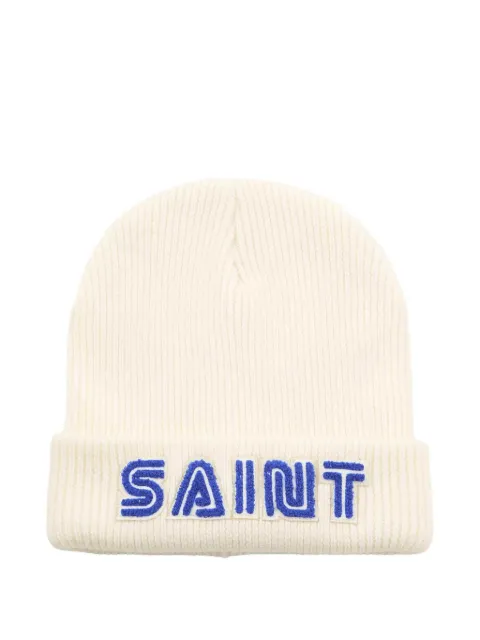 SAINT MXXXXXX logo-embroidered beanie hat Neutrals SMHR10000C67