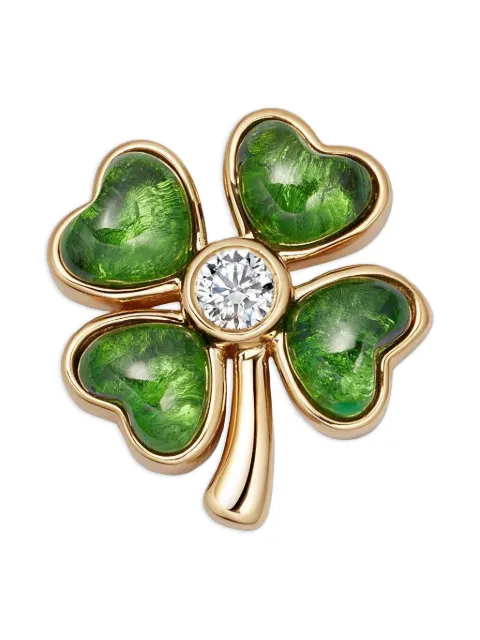 Loquet Four Leaf Clover diamond and tsavorite locket charm Gold CHMLEACLO18Y1
