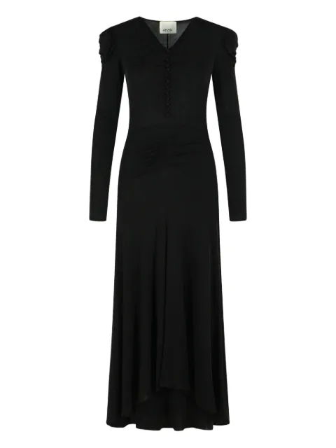 ISABEL MARANT Nejma patch-button V-neck maxi dress Black RO1040FAD1K02I