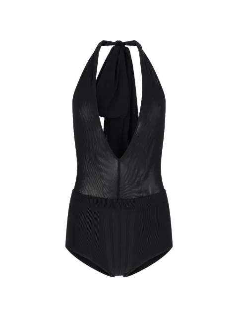 The Attico halterneck tulle bodysuit Black 260WCY00033PAA086AA
