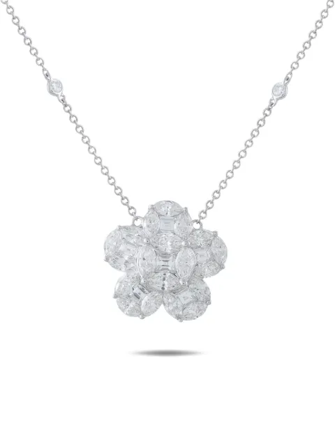 LB Exclusive diamond floral pendant necklace Silver ANK197602