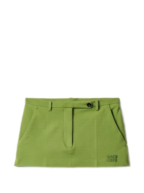 Miu Miu Milano rib knit miniskirt Green MG2573SOOO18FQ