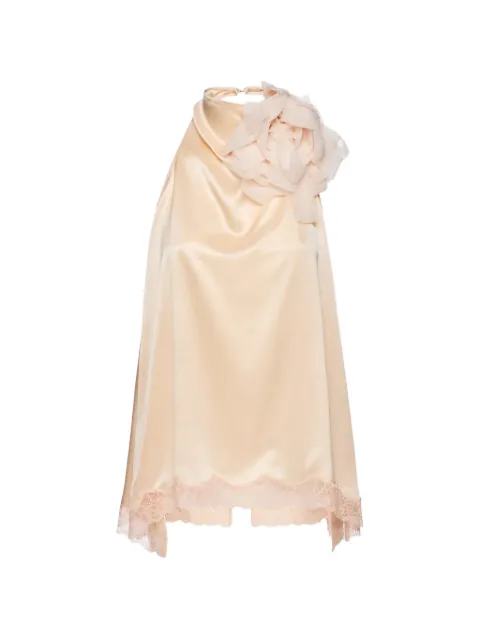 Magda Butrym open-back lace-trim blouse Neutrals 348426