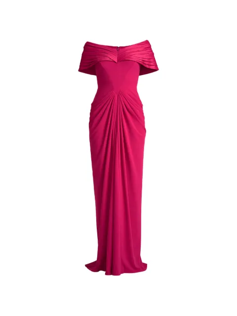 Tadashi Shoji pleated V-neck maxi dress Pink BOS25800LHBSC