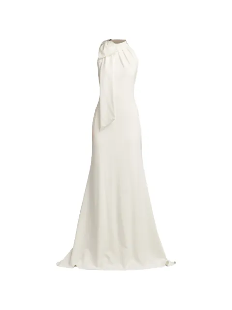 Tadashi Shoji bow-detail halterneck maxi dress Neutrals BOS18852LXBRIVORY