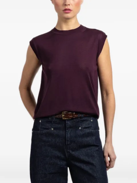 Another Tomorrow sleeveless vest Purple A424KT146WV