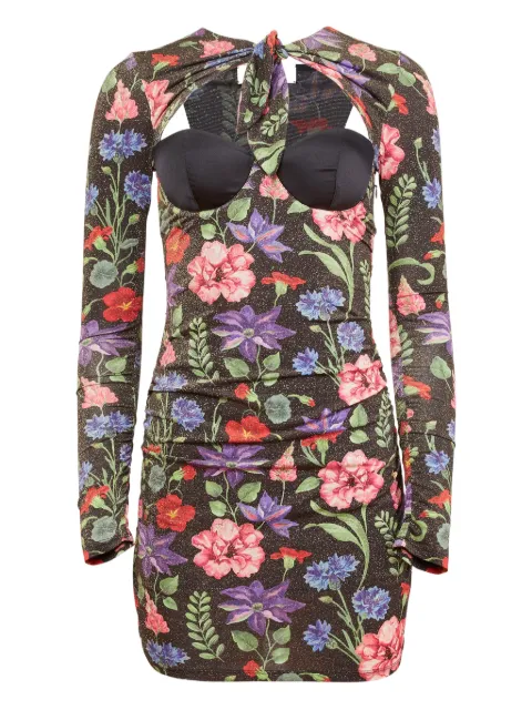 Fleur Du Mal Wildfleur Balconette mini dress Black DR06951078