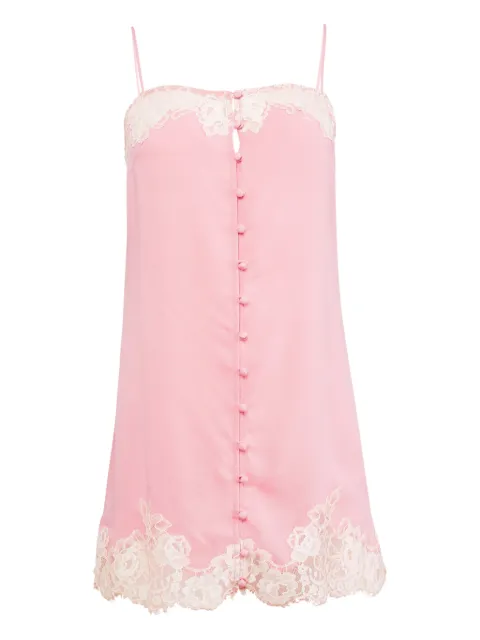 Fleur Du Mal Juliet lace button mini dress Pink SL01591079