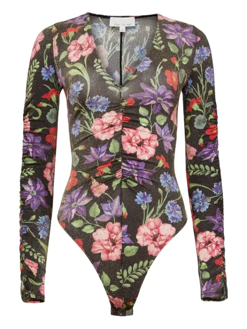 Fleur Du Mal Wildfleur Plunge bodysuit Black BS05001078