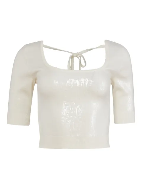 Fleur Du Mal sequin scoop-neck knit top Neutrals TP07050300