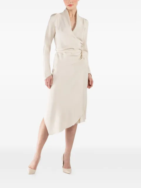 Peter Cohen Victor long-sleeve wrap midi dress Neutrals 3088