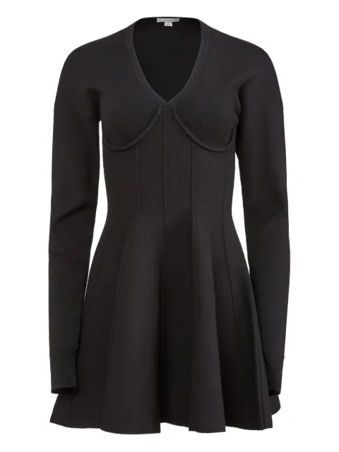 Fleur Du Mal flared corset V-neck mini dress Black DR06930100