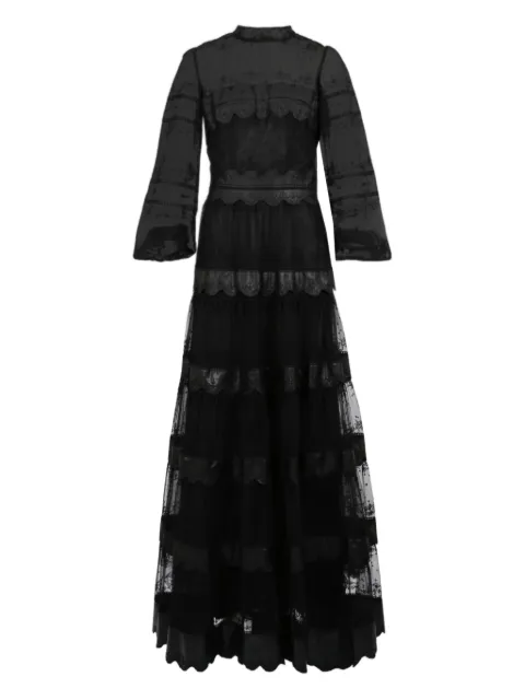 Costarellos Jacey embroidered tulle gown Black FW2517