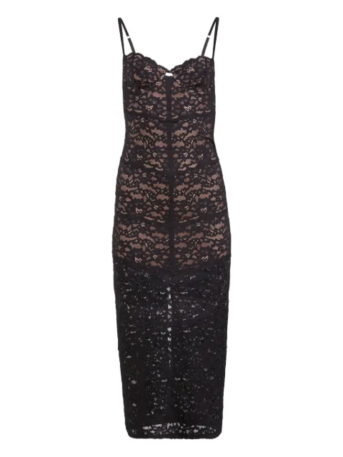 Fleur Du Mal Charlotte lace slip midi dress Black DR07150100
