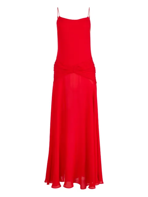 Fleur Du Mal Nina gathered spaghetti-strap maxi dress Red DR07171090