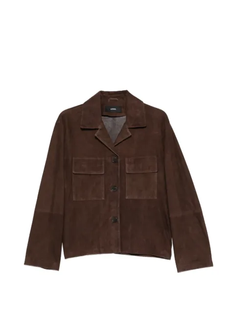 Arma Flore flap-pocket suede jacket Brown 005L26109802