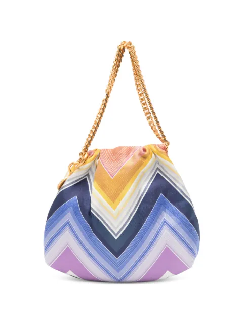 Missoni wave silk drawstring chain tote bag Blue MI10070F
