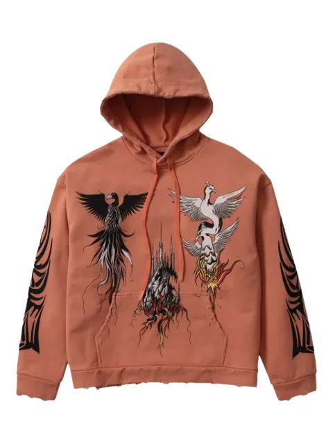 Who Decides War winged hoodie Orange EKVWPNLO