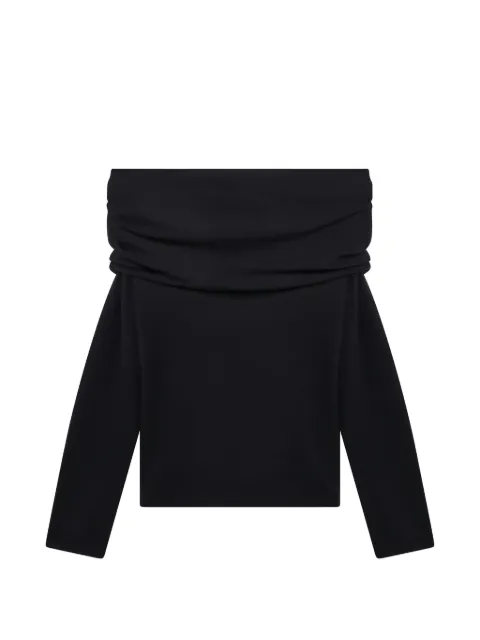 Max Mara draped-shoulder top Blue MXMFARETRACO