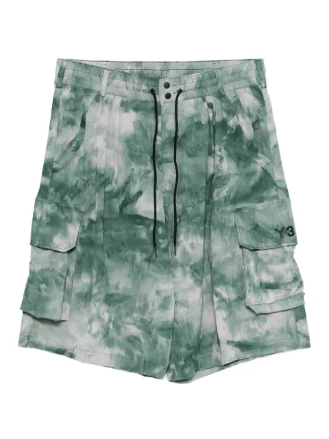 Y-3 Aop cargo-pocket pleated shorts Green KS5221