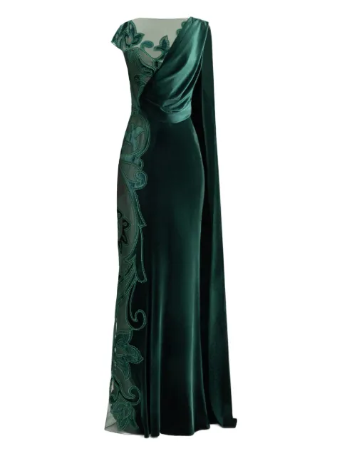 Gemy Maalouf draped velvet dress Green GMFW267663LD