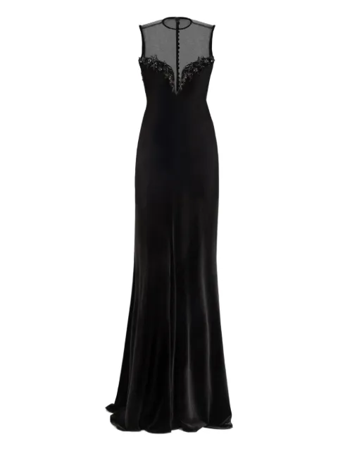 Gemy Maalouf bead-embellished velvet dress Black GMFW267659LD