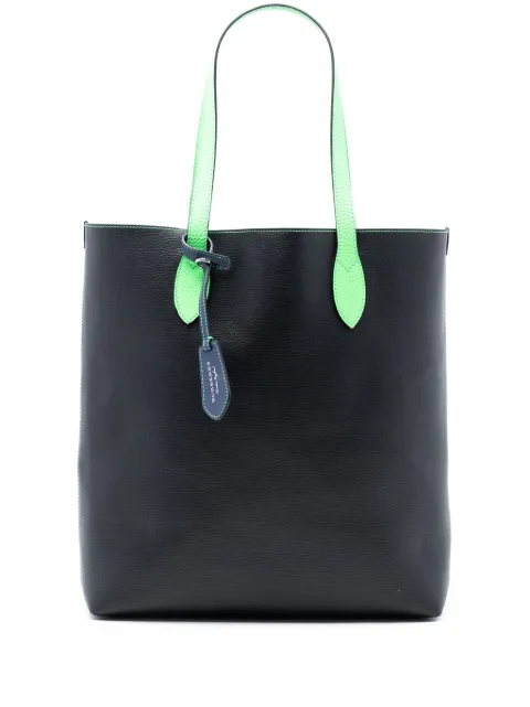 Burberry Pre-Owned 2000-2017 Grained Leather and Haymarket Check Coated Canvas Reversible North South tote bag Black SJZ9KHMFWPH124G4