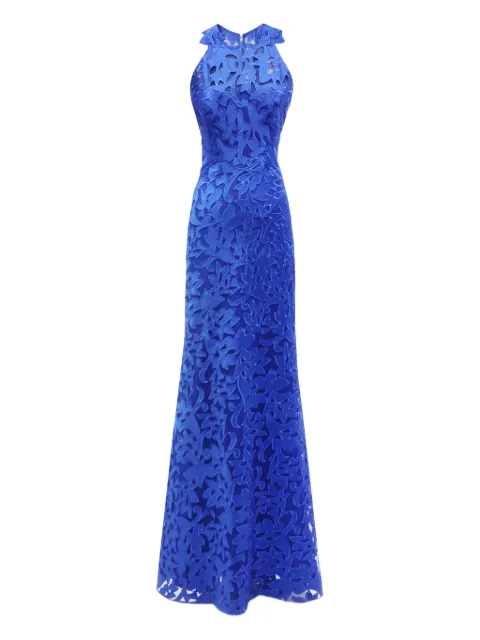 Gemy Maalouf floral satin dress Blue EDSS252029LD