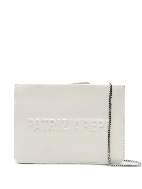 Patrizia Pepe (IM)PERFECTION embossed-logo leather clutch bag White 8B0317L113W146
