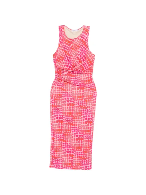 Patrizia Pepe draping croco-print midi dress Pink 8A1649J408