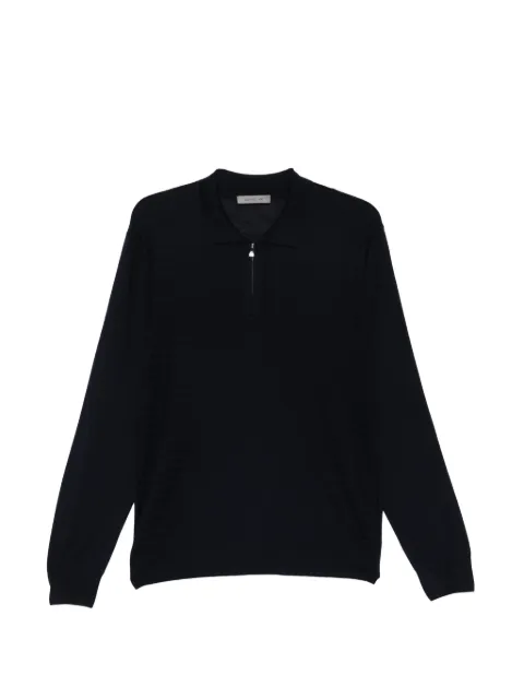 Corneliani zip knitted polo shirt Blue 26M52N2625182