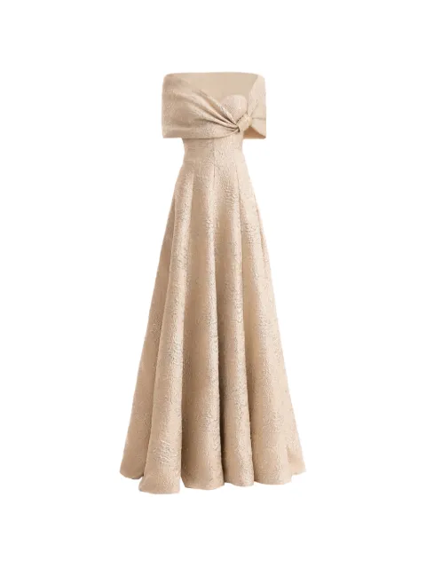 Gemy Maalouf off-shoulder jacquard maxi dress Neutrals EDR262134LD