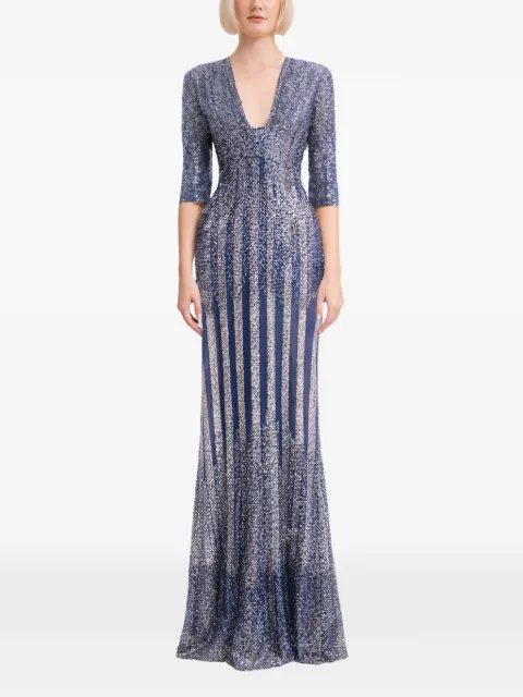 Gemy Maalouf sequin-embellished striped dress Blue EDSS252019LD
