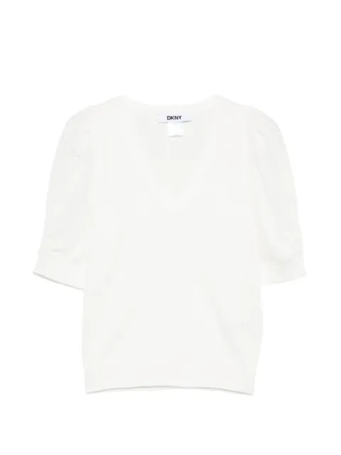 DKNY V-neck puff-sleeve top Neutrals P41SCE01