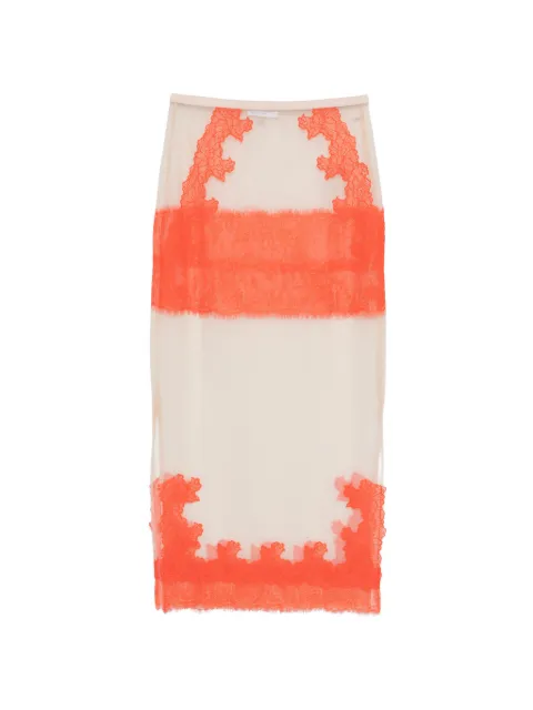 Patrizia Pepe lace-detail midi skirt Neutrals 8G0523J383J4U1