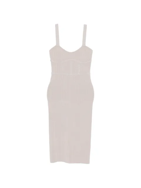 Patrizia Pepe fitted jacquard knit midi dress Grey 8A1600K315